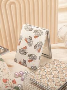 Exquisite Rectangular Folding Mirror With Floral Pattern, 2X Magnification HD Glass, Perfect Gift For Mom, Aunt, Grandmother, Daughter, Niece, Sister, Bride, Bridesmaid, Ideal For Holidays, Birthdays, Weddings, Mother'S Day, Valentine'S Day - Multicolor - View 5