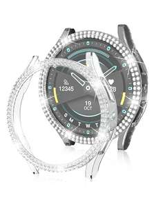 1 件女式闪亮镂空双排水钻保护壳适用于三星 Galaxy Watch 4/5/6 系列 40/44 毫米，时尚防摔保护套，舞蹈系列，透明