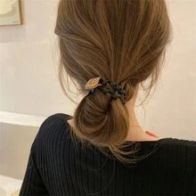 3 件装高弹力牛奶咖啡色发圈，适用于发髻和马尾辫，螺旋和哑光发圈发饰 - 彩色 - 查看 1