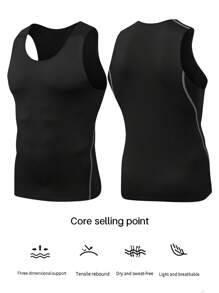 Men's Summer Basketball/Running/Fitness Training Sweat-Wicking Sports Tank Top Gym Clothes Men - Black - View 2