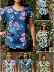 KIT 3 BLUSINHAS PLUS SIZE ESTAMPADAS - ESTAMPAS SORTIDAS - G1 G2 G3 G4 G5