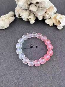 2pcs Novelty Colorful Beaded Glow In The Dark Couple Bracelets, Starry Sky Design Jewelry Set - Multicolor - View 4