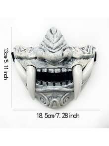 1pc Creative Oni Half Face Scary Mask, Cosplay Prop For Halloween Party - White - View 2