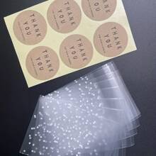 100片/批半透明點點塑膠餅乾包裝袋,杯子蛋糕包裝自粘袋生日派對婚禮裝飾 - 無色 - 查看 9