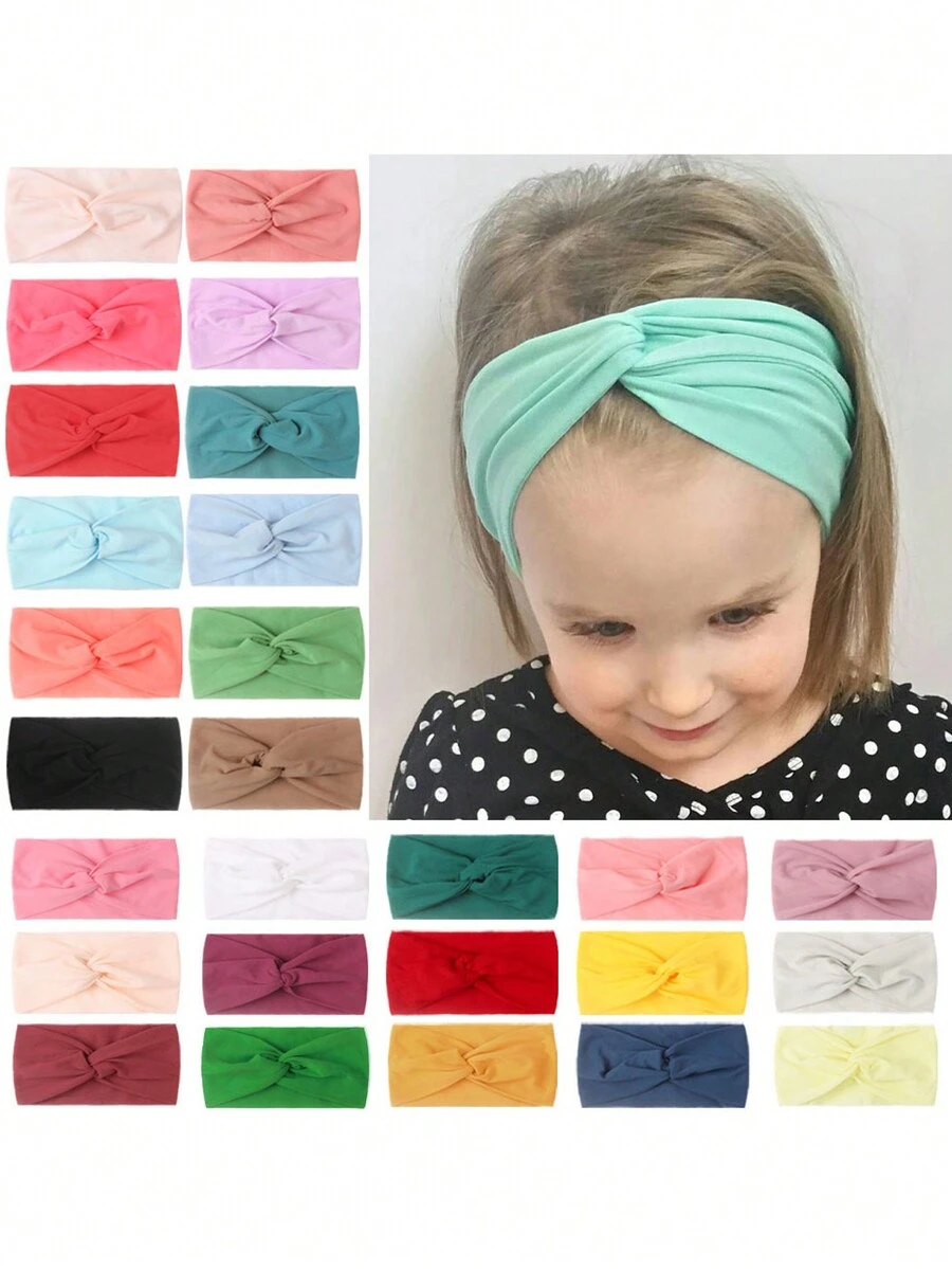 2入組寶寶女孩休閒可愛尼龍彩色扭結發帶,裝飾性髮飾,是禮物的理想選擇 - 彩色 - 查看 1