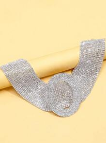 1pc Multi-Layered Silver Tone Fashionable Rhinestone Necklace, Sweet & Cool & Minimal Chain For Collarbone
