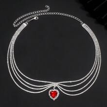 波希奢華鑲嵌心形水鑽新娘頭鏈頭帶,女性婚禮配飾水晶額鏈髮飾 - 綠色 - 查看 5