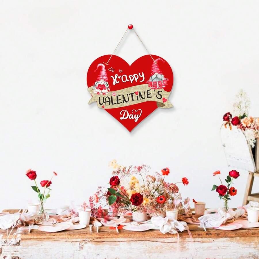 1入組情人節派對裝飾愛心標誌,愉快的情人節門掛 - 彩色 - 查看 1