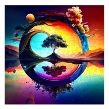 多彩風景特殊形狀的木頭拼圖,適合高級玩家創意禮物、生日禮物、派對遊戲和裝飾畫作 - 彩色 - 查看 1