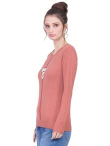 Suéter Térmico Cuello Redondo Ultra Ligero Estilizado con Estampado Corazón - Rosa Fucsia - Ver 4