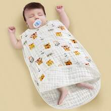 1件新生兒薄紗睡袋,分腳設計和防踢設計 - 米配黃 - 查看 2