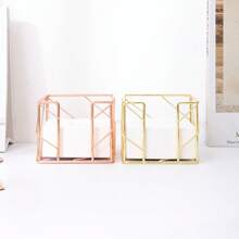 1個空心金屬方形桌面收納盒，配有舒適手柄，可創建家居辦公室抽屜、桌面分隔劃分，可放筆、回形針、便條紙、筆記本和其他辦公用品-金色筆記盒 - 金色 - 查看 7