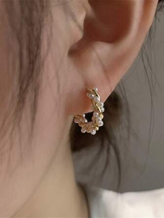 BALMORA 1對女士法式風格925純銀環形耳環，日常飾品及節日禮物