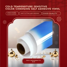 1 Sheet 30x21CM/12x8.2IN Cold/Hot Temperature Sensitive Color Changing Self Adhesive Vinyl Sticker Permanent Film - White Turns Blue - View 1