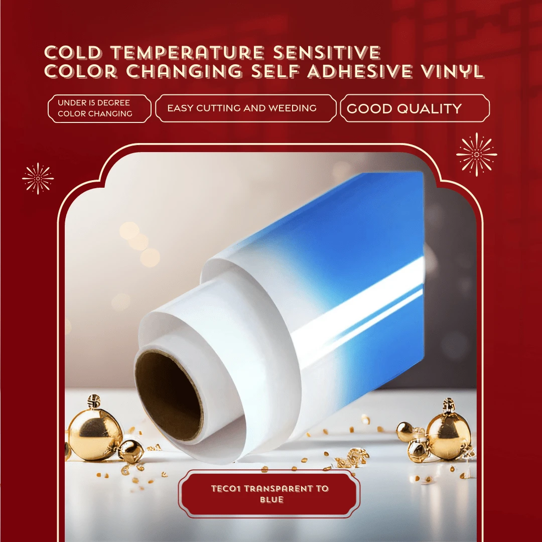 1 Sheet 30x21CM/12x8.2IN Cold/Hot Temperature Sensitive Color Changing Self Adhesive Vinyl Sticker Permanent Film - White Turns Blue - View 1