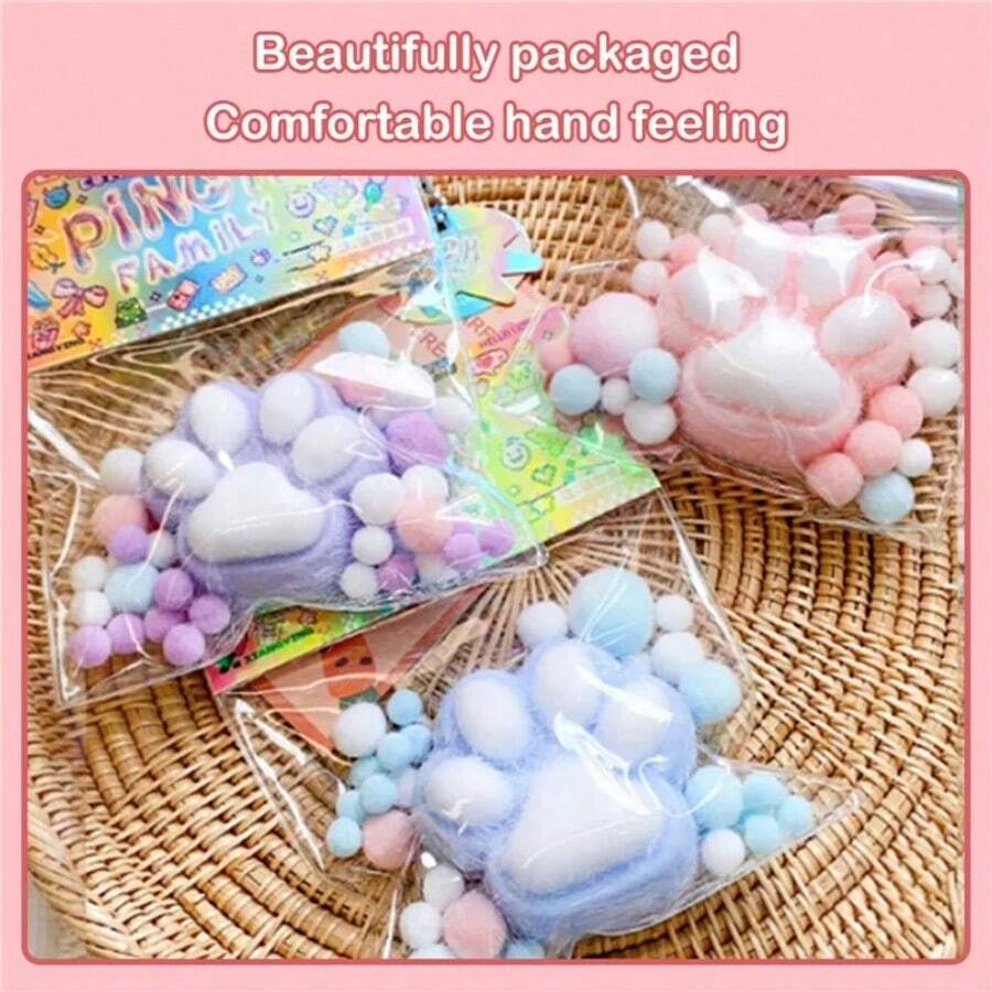 Mới Đồ chơi Giải nén Mini Squishy Đồ Chơi Kawaii Sang trọng Chân mèo Trong suốt Khối lập phương Giảm bớt căng thẳng Đồ chơi bóp - Hồng - Xem 1
