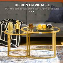 HOMCOM Nesting Tables - Gold - View 8