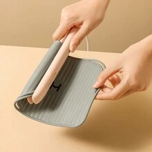 Hair Styling Tools Heat-Resistant Mat For Curling Iron, Hair Straightener And Hair Dryer, Non-Slip Cup Coaster - Grey - View 4