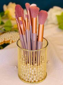 1個化妝刷收納桶北歐風格鐵藝化妝品組織架金色筆筒化妝品展示架 - 金色 - 查看 1