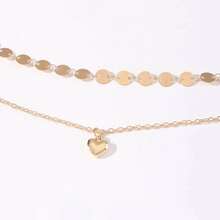 甜美時尚 小可愛雙層腰鍊 閃亮心形亮片 - 銀色 - 查看 6