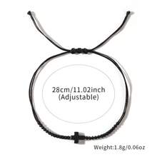 1 PIEZA Pulsera minimalista de hombre de cordón apilado, joyería artesanal tejida de cera negra con cruz de protección como regalo de San Valentín 2024 para hombres