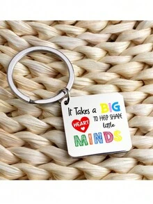 It Takes A Big Heart To Help Shape Little Minds, Stainless Steel Colored Keychain, Suitable For Giving New Year Gifts To Teachers, Parents, And Grateful People - Silver - View 2