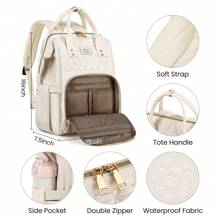 VSNOON Laptop Backpack For Women,15.6 Inch Stylish Rucksack Wide Open, College School Backpack With USB Charging Port, Water Resistant Travel Business Work Bag Computer Bookbag For Men - Beige - View 5