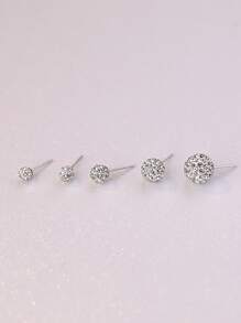 1 Pair Simple Fashion 925 Sterling Silver Diamond Shamballa Ball Stud Earrings, Suitable For Daily Wear