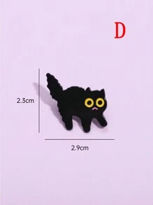 1只黑貓搞笑琺瑯針頭,定制大眼小貓胸針,花卉動物卡通搞笑珠寶禮物 - 彩色 - 查看 15