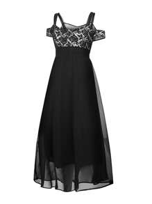Evening Dresses Plus Size Long Lace Dress Off Shoulder Elegant Fashion Women - 黑色 - 查看 7