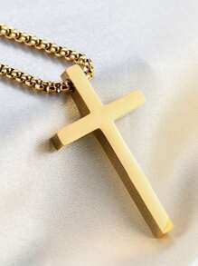 Men's Pendant Necklaces - CHAIN WITH SQUARE CROSS PENDANT - View 3