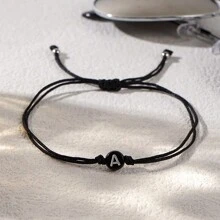 1/26 件 2024 新款情人节珠宝手工制作 2 层黑绳字母简约手链男士简约航海礼物情人节、妈妈、母亲、母亲节、礼物 - 彩色 - 查看 4