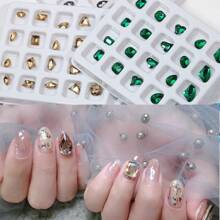 20pcs Mixed Shaped Rhinestones With Multi-Facet For Diy Nail Decoration - Red - View 4