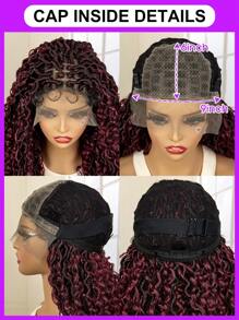 New Style 9x6 Lace Front Synthetic Wig For Daily Wear, Curly Ombre Burgundy Braided Headband - Ombre - View 9