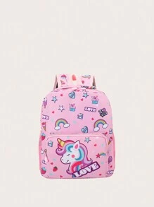 Girls Unicorn Graphic Large Capacity School Bag