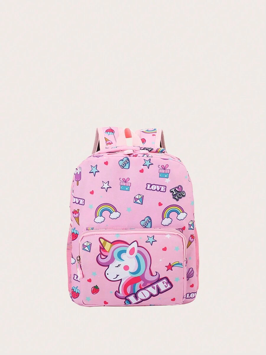 Girls Unicorn Graphic Large Capacity School Bag