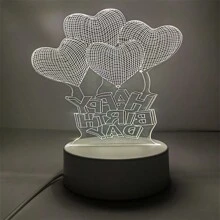 1 件 3d 心形氣球 Led 夜燈,變色臥室氛圍 Led 檯燈 - 完美的禮物創意 - 白色 - 查看 3
