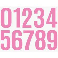 Large Size Numeric Stickers, Self-Adhesive Waterproof Labels For Mailbox, Cargo & Item Sorting - Pink - View 1