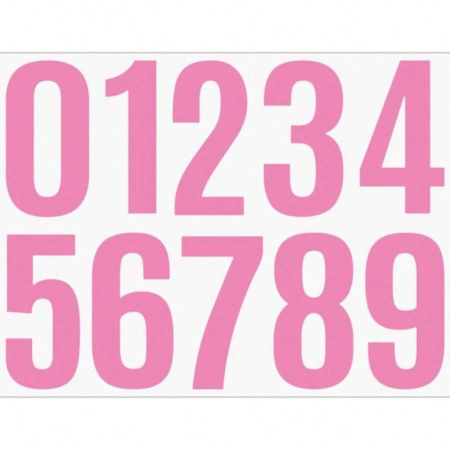 Large Size Numeric Stickers, Self-Adhesive Waterproof Labels For Mailbox, Cargo & Item Sorting - Pink - View 1