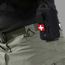 1個戶外急救包醫療袋,露營和徒步旅行緊急救援袋,便攜式急救包收納袋醫療袋收納附件腰包掛袋,戶外野餐袋 - 黑色 - 查看 1