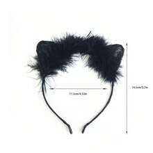 女性可愛的蕾絲貓耳頭帶 - 黑色 - 查看 4