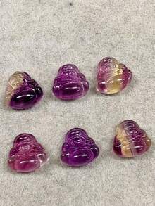 1入組天然水晶雕刻佛陀吊墜療癒治療多色螢石裝飾diy手鍊、項鍊、汽車裝飾品,適用於女性 - 彩色 - 查看 4