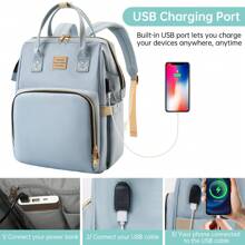 VSNOON Laptop Backpack For Women,15.6 Inch Stylish Rucksack Wide Open, College School Backpack With USB Charging Port, Water Resistant Travel Business Work Bag Computer Bookbag For Men - Celeste - Ver 2