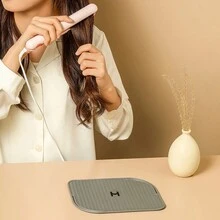 Hair Styling Tools Heat-Resistant Mat For Curling Iron, Hair Straightener And Hair Dryer, Non-Slip Cup Coaster - Grey - View 1