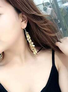 1pair Meteor Shower Star Metallic Tassel Shaped  Earrings For Women Summer Autumn Daily Office Vacation Beach Festival Wearing