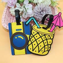 3pcs/Set Cartoon Camera, Sunshine & Pineapple Luggage Tags, Pvc Soft Rubber Name Tag For Traveling, Outdoors - Multicolor - View 5