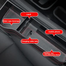 1入組多功能汽車座椅收納盒-防滑,防掉落,安裝簡便-有助於減少駕駛分心,可放置手機,眼鏡和鑰匙 - 皮革黑色-主駕駛座 - 查看 6