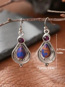 1 Pair Ruby Topaz Water Drop Earrings For Women's Wedding Moonlight Stone Earrings - Earring - View 6