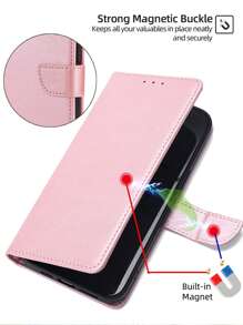 keyunfei 1 件玫瑰金钱夹卡夹翻盖 PU 皮革手机壳适用于 Apple 17 Pro Max/12、Galaxy S23、P20 Lite、11 Lite、Redmi 9A、Pixel 5、Realme C21Y、OPPO Reno 8T 4G、OnePlus Nord N200 5G、Honor 90 5G - 玫瑰金 - 查看 5