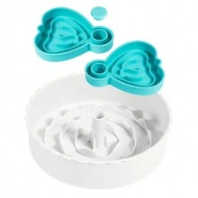 Puzzle Slow Feeder Dog Bowl, Maze Slow Feeder With Large Capacity For Dry, Wet & Raw Food - Blue Wings+White Bowl - View 2
